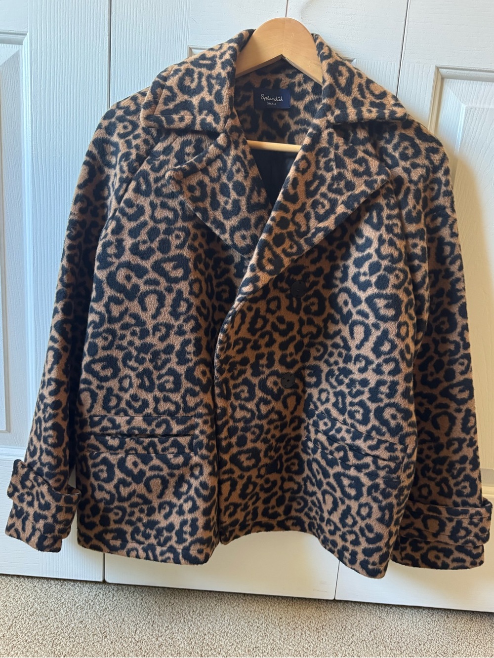 Small Splendid Leopard Print Suki lined double breasted coat